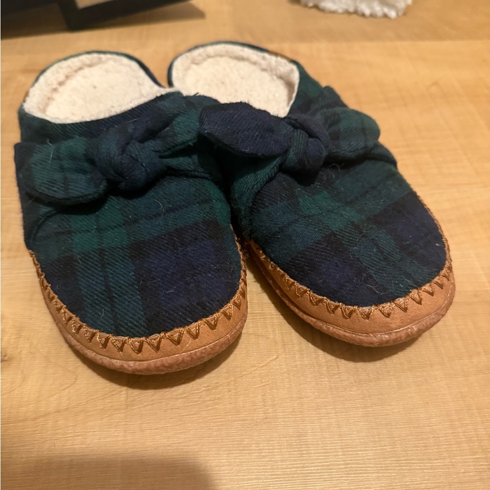 Plaid Baby Moccasins with Bow